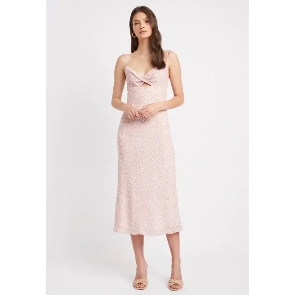 KOOKAI 'Karlie' Rosie Pink Print Twist Front Midi Dress Size 34 AU 6 RRP $220 - Picture 1 of 12